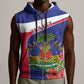 Haiti Neg Marron Sleeveless Zip Hoodie Ayiti Map - Hibiscus Polynesian Pattern - African Pride