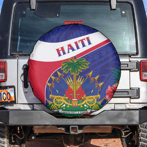 Haiti Neg Marron Spare Tire Cover Ayiti Map - Hibiscus Polynesian Pattern - African Pride