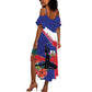 Haiti Neg Marron Summer Maxi Dress Ayiti Map - Hibiscus Polynesian Pattern - African Pride