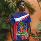 Haiti Neg Marron T shirt Ayiti Map - Hibiscus Polynesian Pattern - African Pride