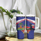 Haiti Neg Marron Tumbler With Handle Ayiti Map - Hibiscus Polynesian Pattern - African Pride
