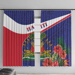 Haiti Neg Marron Window Curtain Ayiti Map - Hibiscus Polynesian Pattern - African Pride