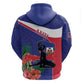 Haiti Neg Marron Zip Hoodie Ayiti Map - Hibiscus Polynesian Pattern - African Pride