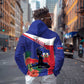 Haiti Neg Marron Zip Hoodie Ayiti Map - Hibiscus Polynesian Pattern - African Pride