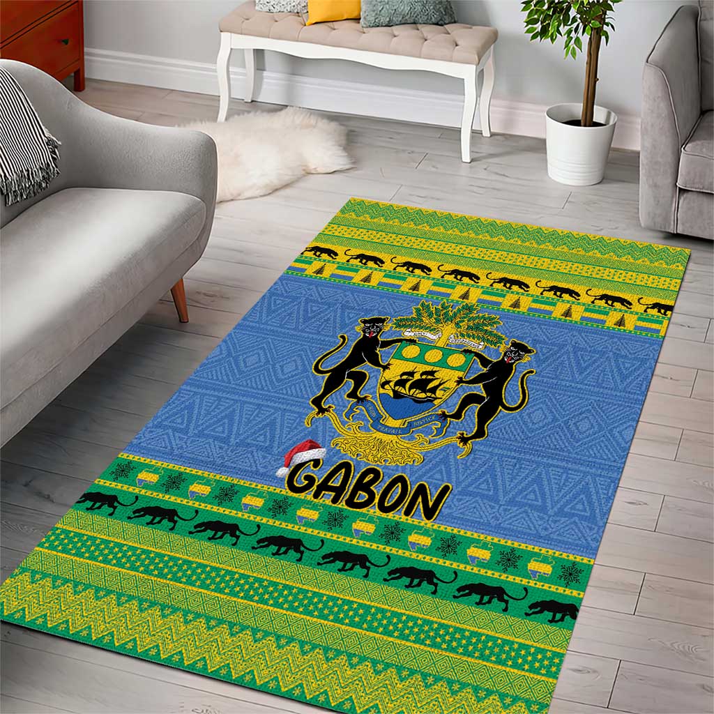 Afro Gabon Christmas Area Rug Coat Of Arm Mix African Pattern