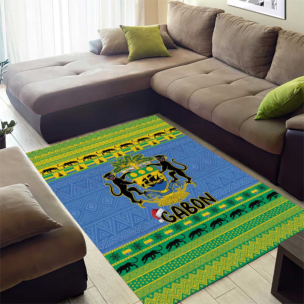Afro Gabon Christmas Area Rug Coat Of Arm Mix African Pattern
