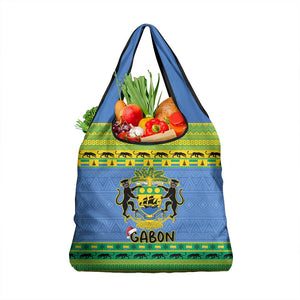 Afro Gabon Christmas Grocery Bag Coat Of Arm Mix African Pattern