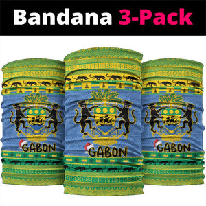 Afro Gabon Christmas Neck Gaiter Coat Of Arm Mix African Pattern - African Pride