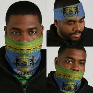 Afro Gabon Christmas Neck Gaiter Coat Of Arm Mix African Pattern - African Pride