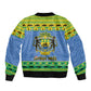 Afro Gabon Christmas Sleeve Zip Bomber Jacket Coat Of Arm Mix African Pattern