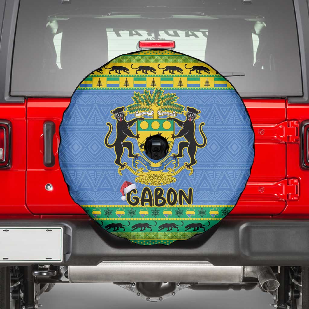 Afro Gabon Christmas Spare Tire Cover Coat Of Arm Mix African Pattern