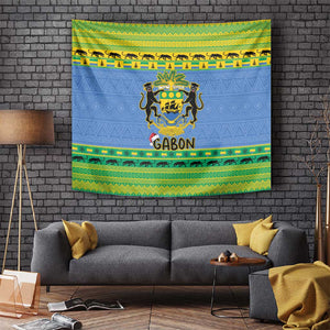 Afro Gabon Christmas Tapestry Coat Of Arm Mix African Pattern
