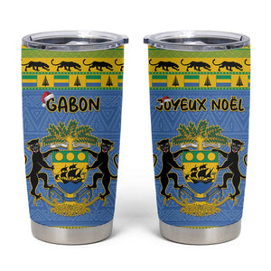 Afro Gabon Christmas Tumbler Cup Coat Of Arm Mix African Pattern