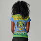 Afro Gabon Christmas Women V-Neck T-Shirt Coat Of Arm Mix African Pattern