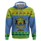 Afro Gabon Christmas Zip Hoodie Coat Of Arm Mix African Pattern