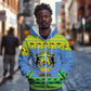 Afro Gabon Christmas Zip Hoodie Coat Of Arm Mix African Pattern