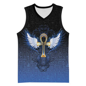 Personalised Egyptian Ankh Basketball Jersey Egypt Hieroglyphs Pattern - African Pride