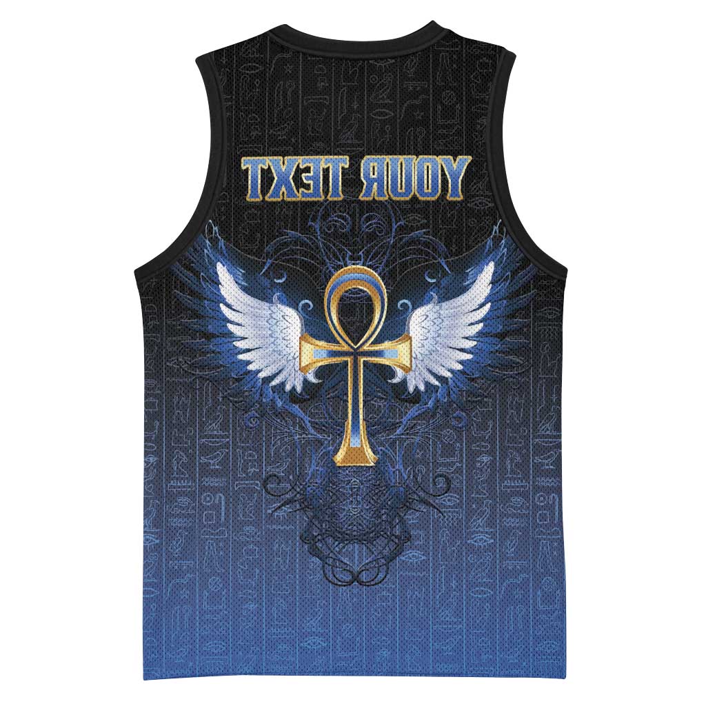 Personalised Egyptian Ankh Basketball Jersey Egypt Hieroglyphs Pattern - African Pride
