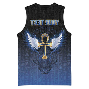Personalised Egyptian Ankh Basketball Jersey Egypt Hieroglyphs Pattern - African Pride
