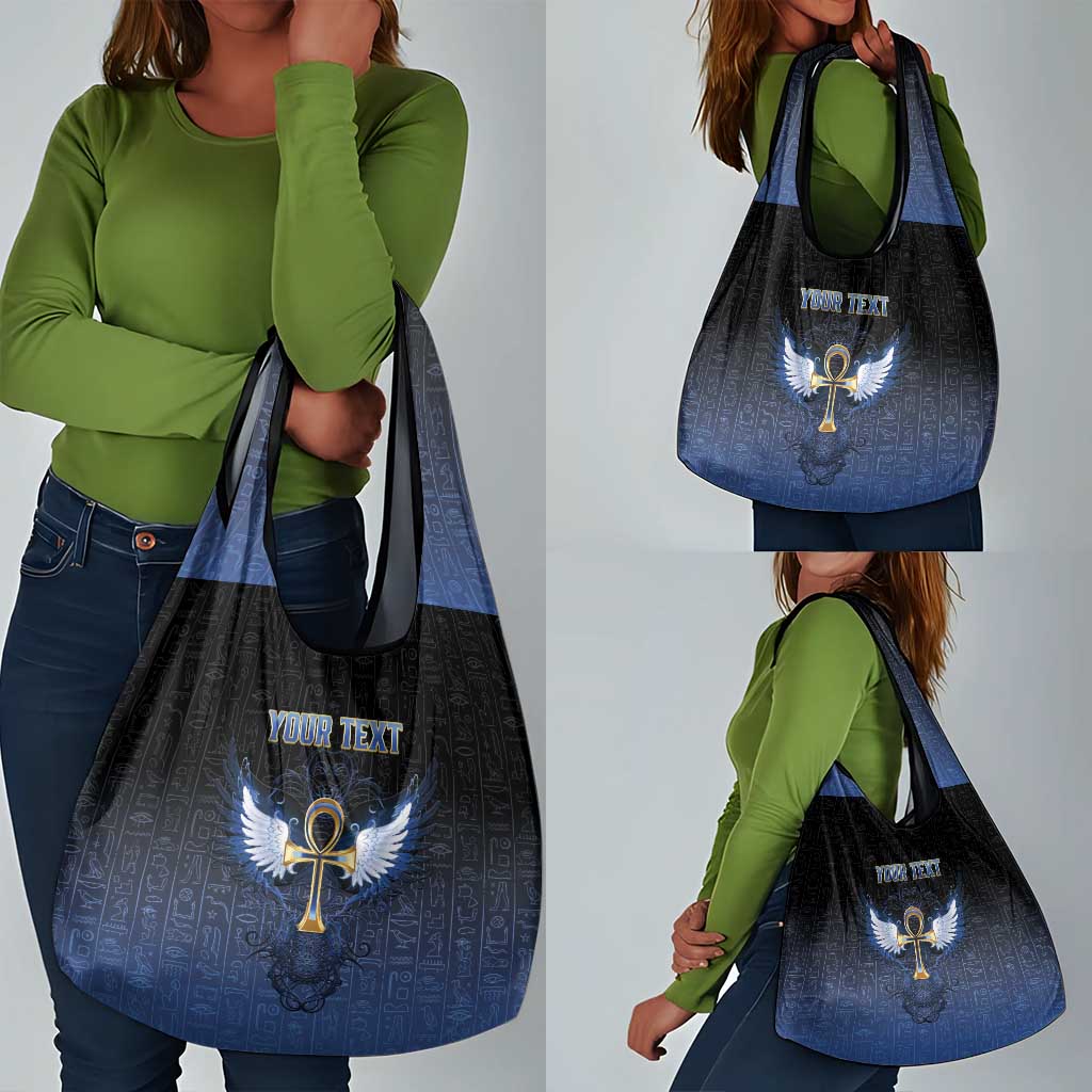 Personalised Egyptian Ankh Grocery Bag Egypt Hieroglyphs Pattern