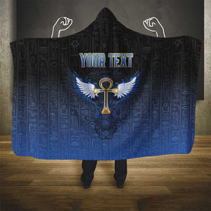 Personalised Egyptian Ankh Hooded Blanket Egypt Hieroglyphs Pattern