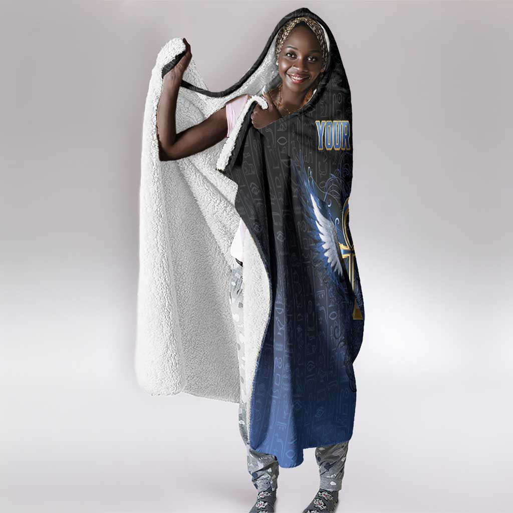 Personalised Egyptian Ankh Hooded Blanket Egypt Hieroglyphs Pattern