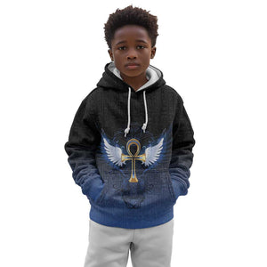 Personalised Egyptian Ankh Kid Hoodie Egypt Hieroglyphs Pattern