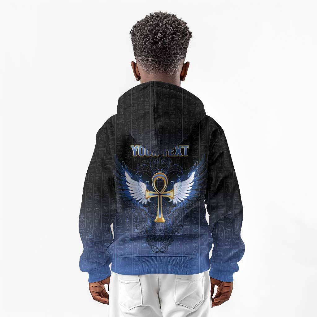Personalised Egyptian Ankh Kid Hoodie Egypt Hieroglyphs Pattern