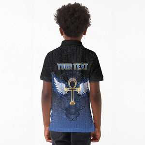 Personalised Egyptian Ankh Kid Polo Shirt Egypt Hieroglyphs Pattern