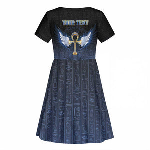Personalised Egyptian Ankh Kid Short Sleeve Dress Egypt Hieroglyphs Pattern