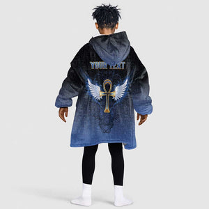 Personalised Egyptian Ankh Kid Wearable Blanket Hoodie Egypt Hieroglyphs Pattern