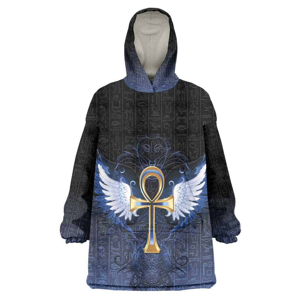 Personalised Egyptian Ankh Kid Wearable Blanket Hoodie Egypt Hieroglyphs Pattern