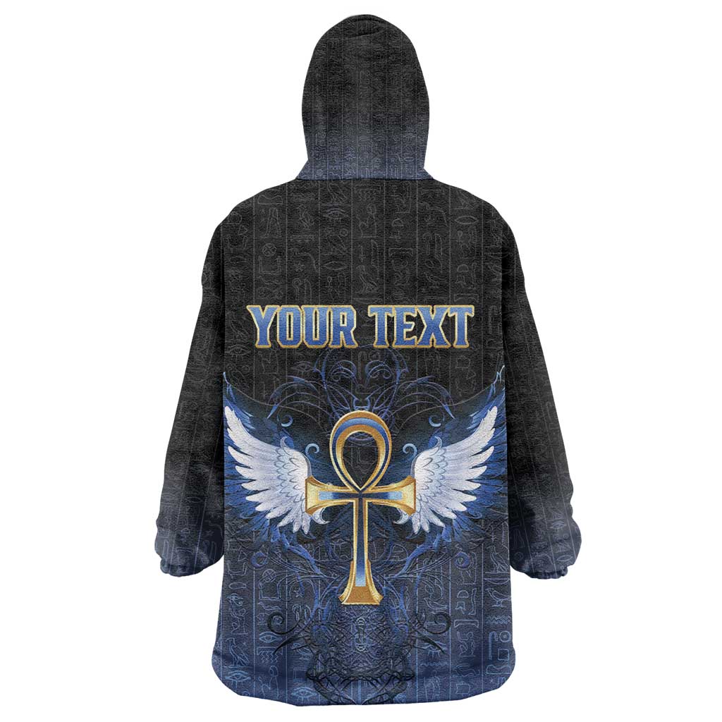 Personalised Egyptian Ankh Kid Wearable Blanket Hoodie Egypt Hieroglyphs Pattern