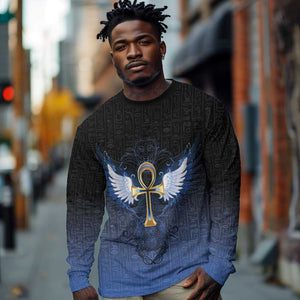 Personalised Egyptian Ankh Long Sleeve Shirt Egypt Hieroglyphs Pattern