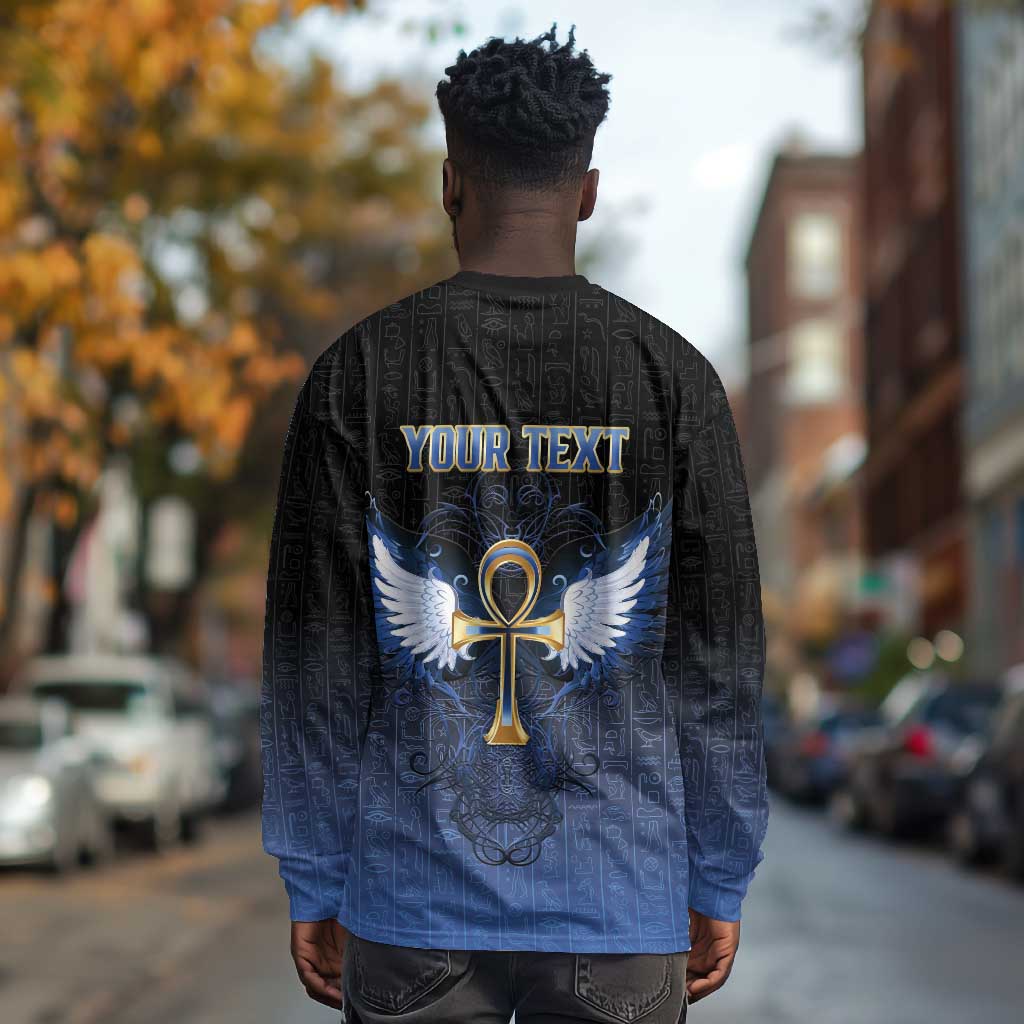 Personalised Egyptian Ankh Long Sleeve Shirt Egypt Hieroglyphs Pattern
