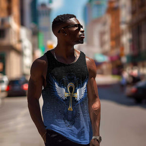 Personalised Egyptian Ankh Men Tank Top Egypt Hieroglyphs Pattern