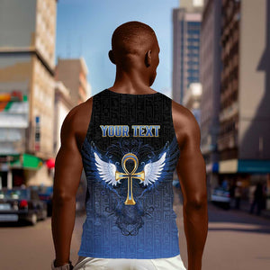 Personalised Egyptian Ankh Men Tank Top Egypt Hieroglyphs Pattern