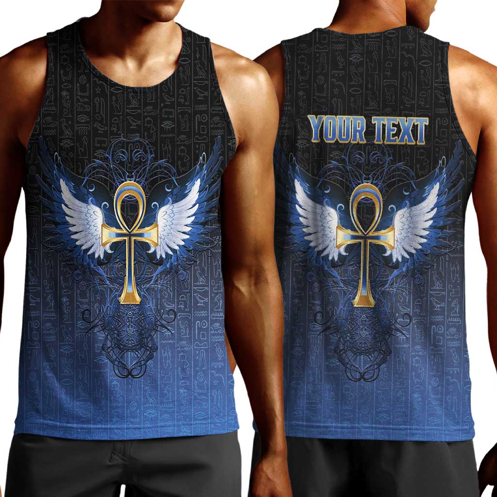 Personalised Egyptian Ankh Men Tank Top Egypt Hieroglyphs Pattern