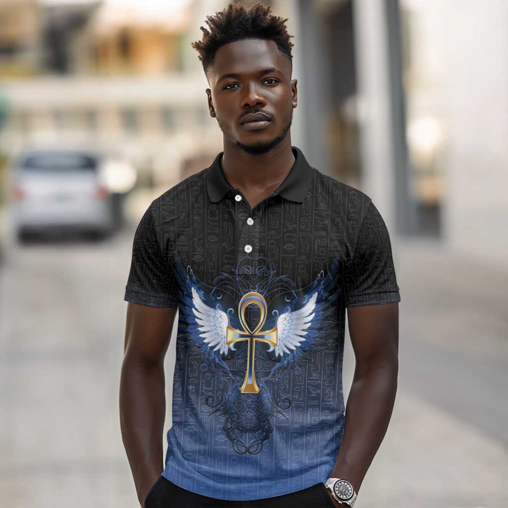 Personalised Egyptian Ankh Polo Shirt Egypt Hieroglyphs Pattern