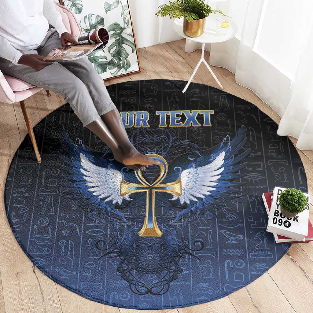 Personalised Egyptian Ankh Round Carpet Egypt Hieroglyphs Pattern