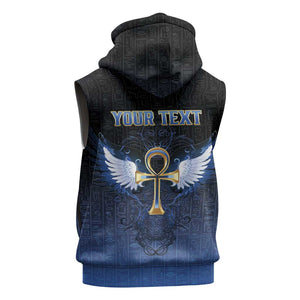 Personalised Egyptian Ankh Sleeveless Zip Hoodie Egypt Hieroglyphs Pattern - African Pride