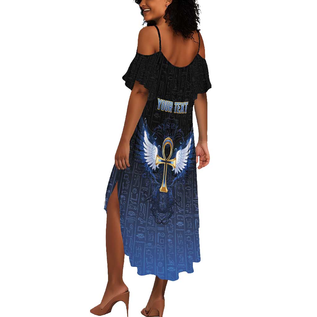 Personalised Egyptian Ankh Summer Maxi Dress Egypt Hieroglyphs Pattern