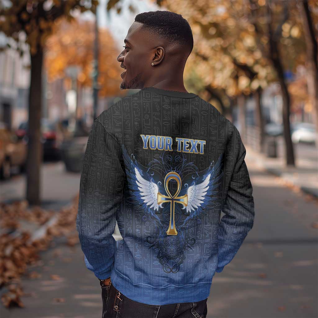 Personalised Egyptian Ankh Sweatshirt Egypt Hieroglyphs Pattern