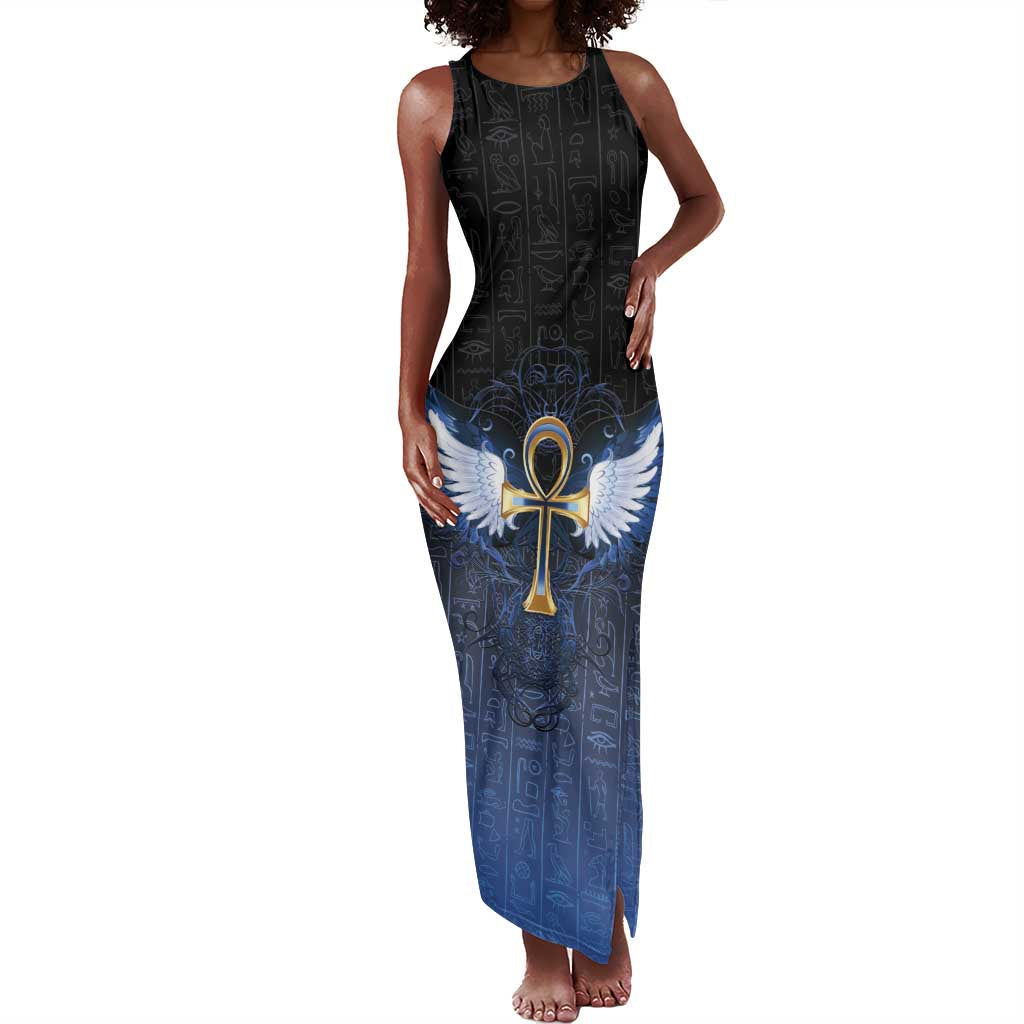 Personalised Egyptian Ankh Tank Maxi Dress Egypt Hieroglyphs Pattern