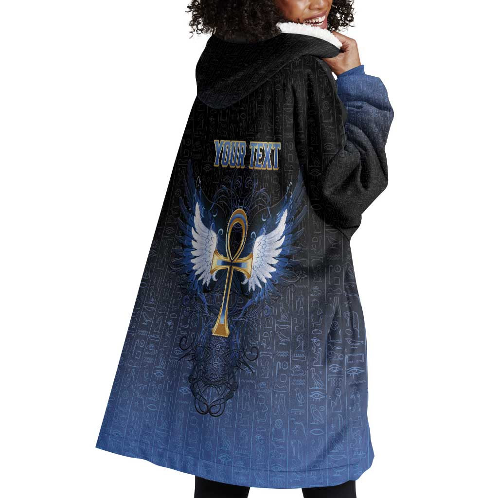 Personalised Egyptian Ankh Wearable Blanket Hoodie Egypt Hieroglyphs Pattern
