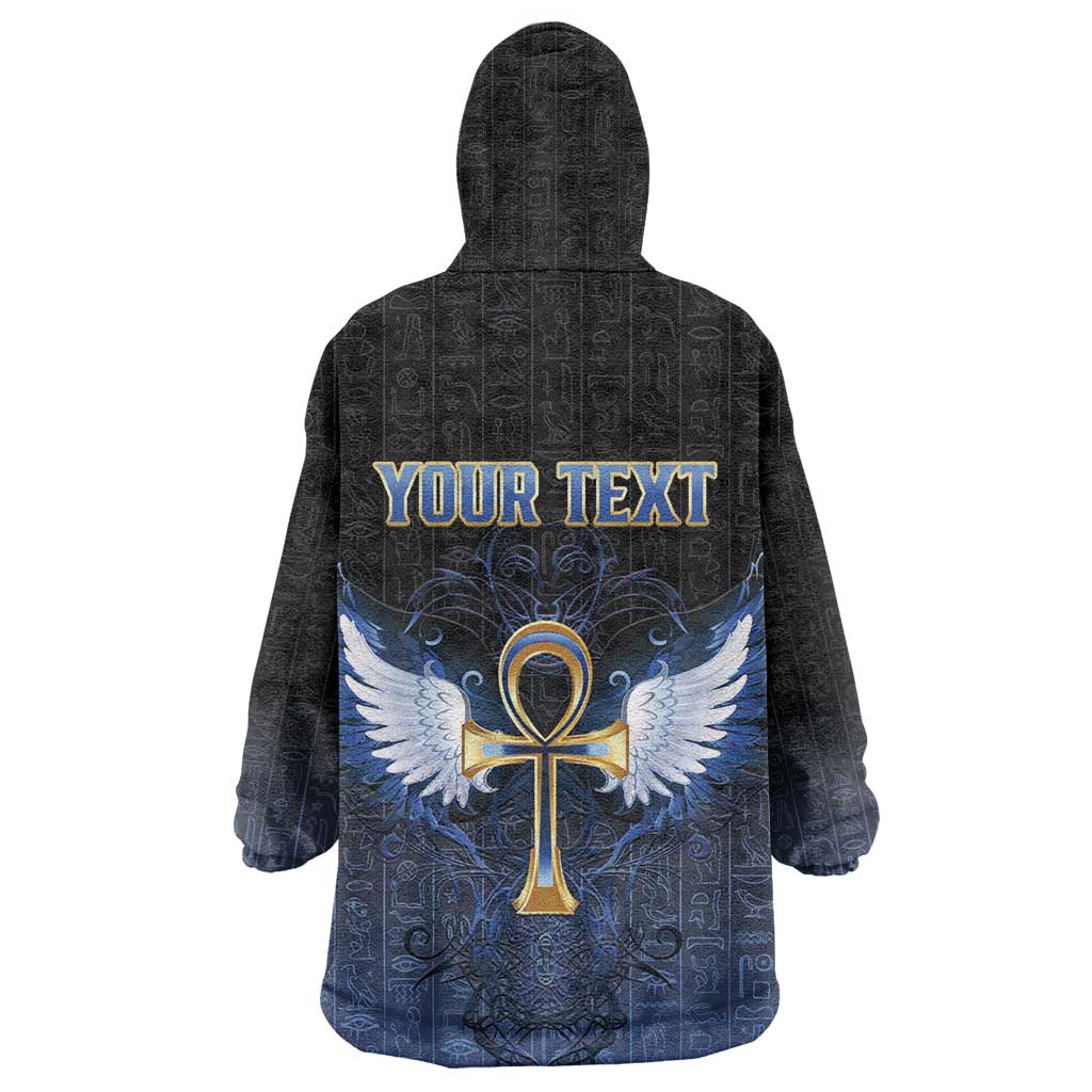Personalised Egyptian Ankh Wearable Blanket Hoodie Egypt Hieroglyphs Pattern