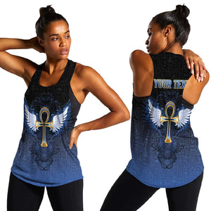 Personalised Egyptian Ankh Women Racerback Tank Egypt Hieroglyphs Pattern