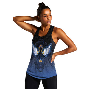 Personalised Egyptian Ankh Women Racerback Tank Egypt Hieroglyphs Pattern