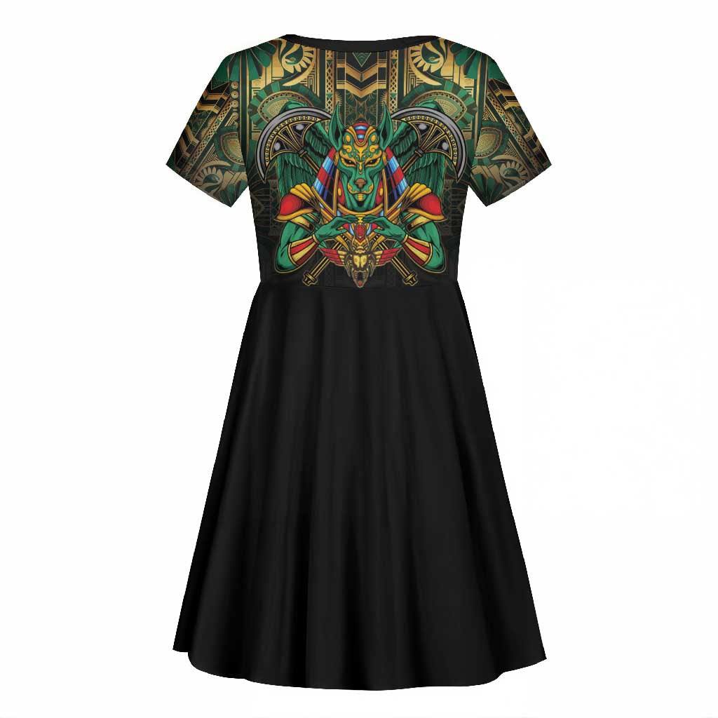 Ancient Egypt Kid Short Sleeve Dress Anubis Egyptian