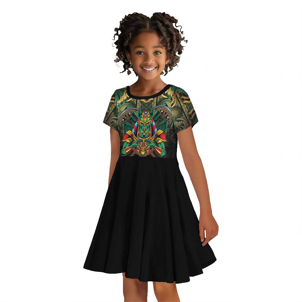 Ancient Egypt Kid Short Sleeve Dress Anubis Egyptian
